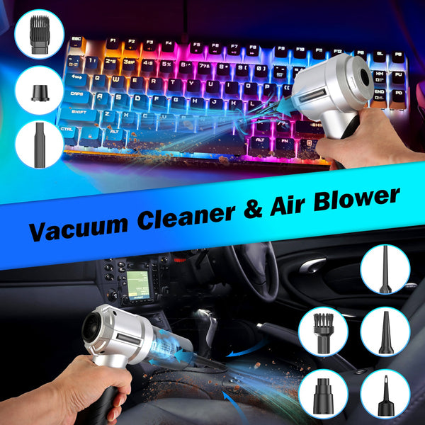 Cordless Air Duster and Handheld Vacuum, 20000Pa Brushless, Rechargeable