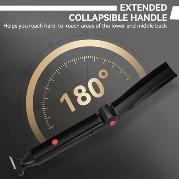 Rechargeable Back Hair Shaver for Men with Folding Long Handle and 2 Heads