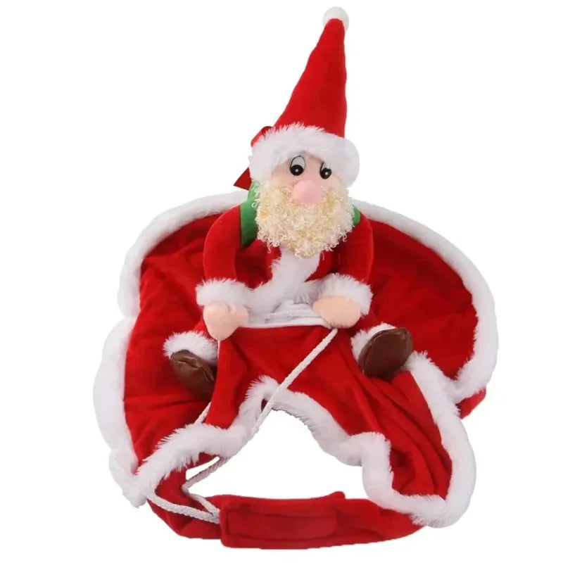 Santa Rider Christmas Dog Costume, Size XL, Red Fleece Outfit with Santa Riding on the Back
