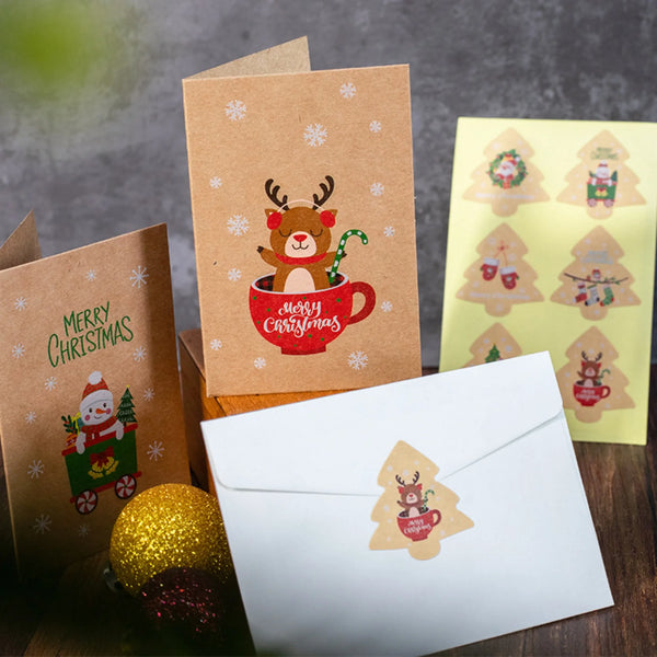 Christmas Greeting Cards with Envelopes & Stickers, 24-Pack