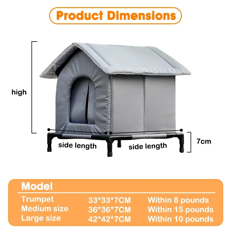 Elevated Insulated Outdoor Cat House, Waterproof, Medium