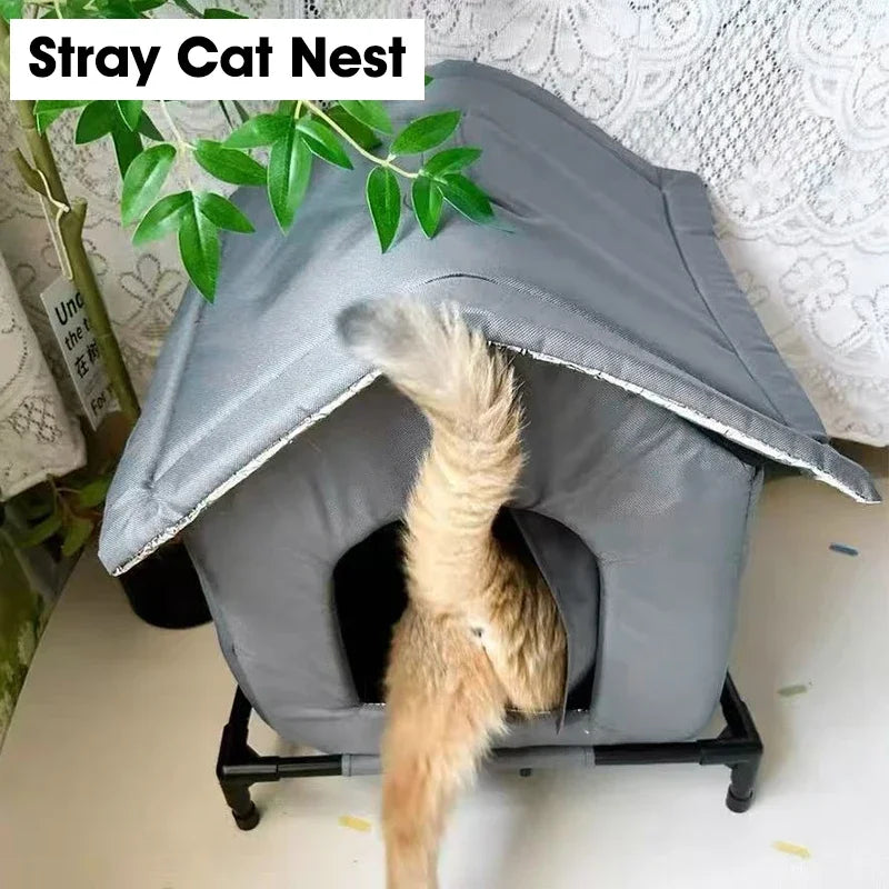 Elevated Insulated Outdoor Cat House, Waterproof, Medium