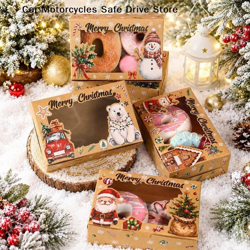 Christmas Cookie Gift Boxes with Window, Set of 6