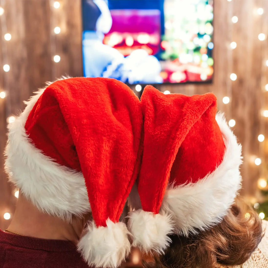 Plush Christmas Santa Hat for Adults, Red with Thick White Trim and Pom-Pom