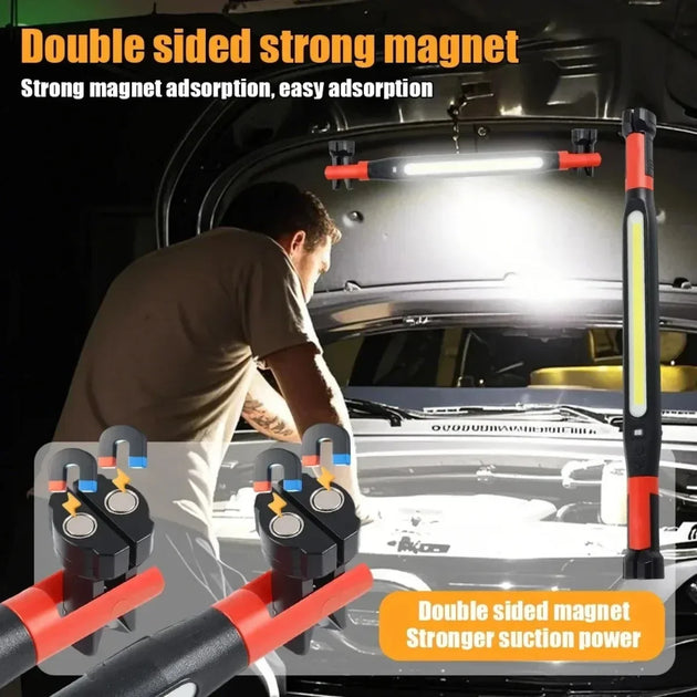 Rechargeable Magnetic LED Work Light Bar for Car Repair and Garage, with Hooks
