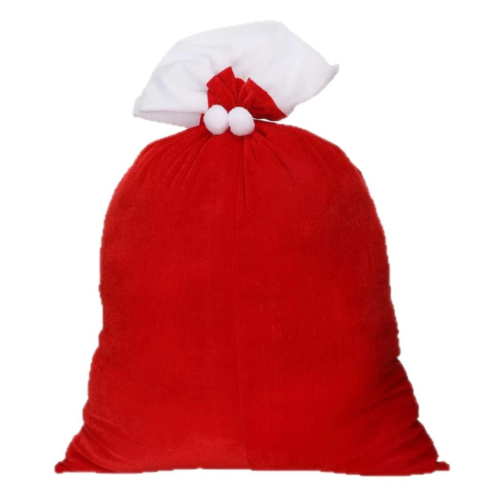 Extra Large Santa Sack for Christmas Presents, 39 x 27.5 in Red Velvet Gift Bag with Drawstring