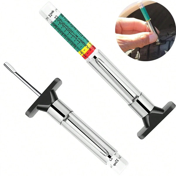 Car Tire Tread Depth Checker with Color-Coded Scale and Pocket Clip