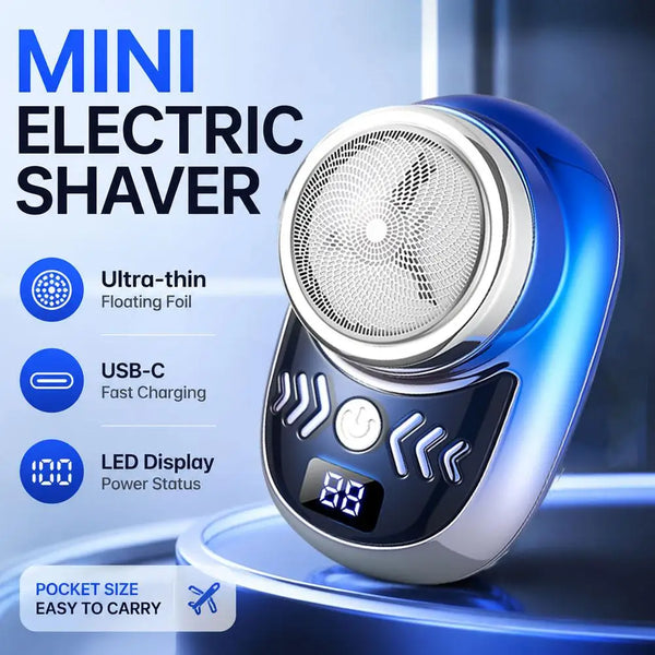 Mini Pocket Electric Shaver with LED Display, USB-C Rechargeable