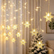 Snowflake Curtain Lights, 13 ft USB Christmas Window and Wall String Lights with 96 Warm White LEDs and Remote