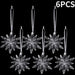 Clear Acrylic Snowflake Christmas Tree Ornaments, Set of 6 Crystal-Look Hanging Snowflakes