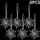 Clear Acrylic Snowflake Christmas Tree Ornaments, Set of 6 Crystal-Look Hanging Snowflakes