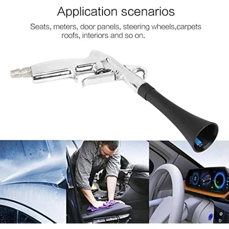 Air Blow Cleaning Gun for Car Interior Detailing, Aluminum Body with Funnel Nozzle