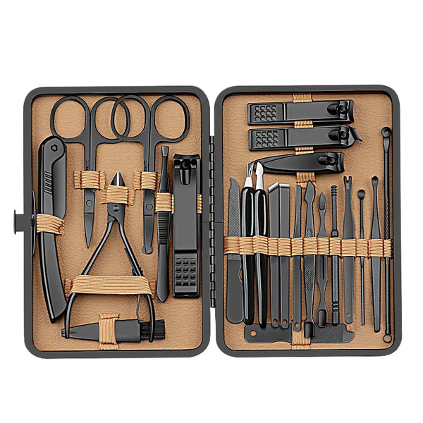 24-Piece Manicure and Pedicure Nail Clipper Set in Folding Travel Case
