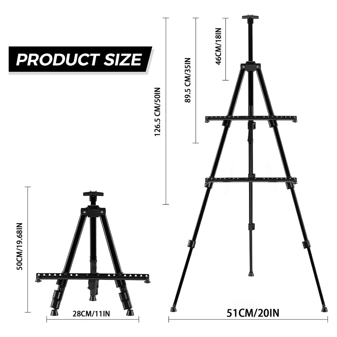 Portable Aluminum Painting Easel with Tripod Stand and Carry Bag, 50 to 126 cm