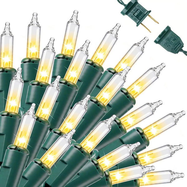 150-Count Clear Mini Christmas String Lights, Green Wire, Indoor/Outdoor