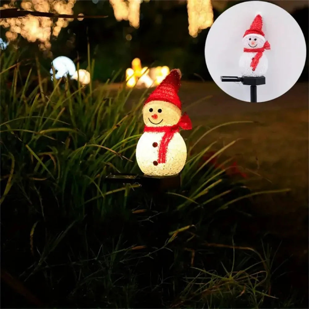 Solar Christmas Snowman Stake Light for Yard and Pathway, Red Hat