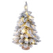 Mini Tabletop Christmas Tree with Lights, 18 in Snow Flocked with Wood Base