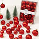 42 Pcs Red Glitter Christmas Ball Ornaments Gift Box Set