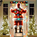 Santa Christmas Door Cover, 73 x 35 in Front Door Banner with Santa Hanging Lights