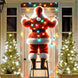 Santa Christmas Door Cover, 73 x 35 in Front Door Banner with Santa Hanging Lights