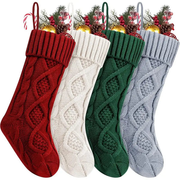 18-Inch Cable Knit Christmas Stocking, Red