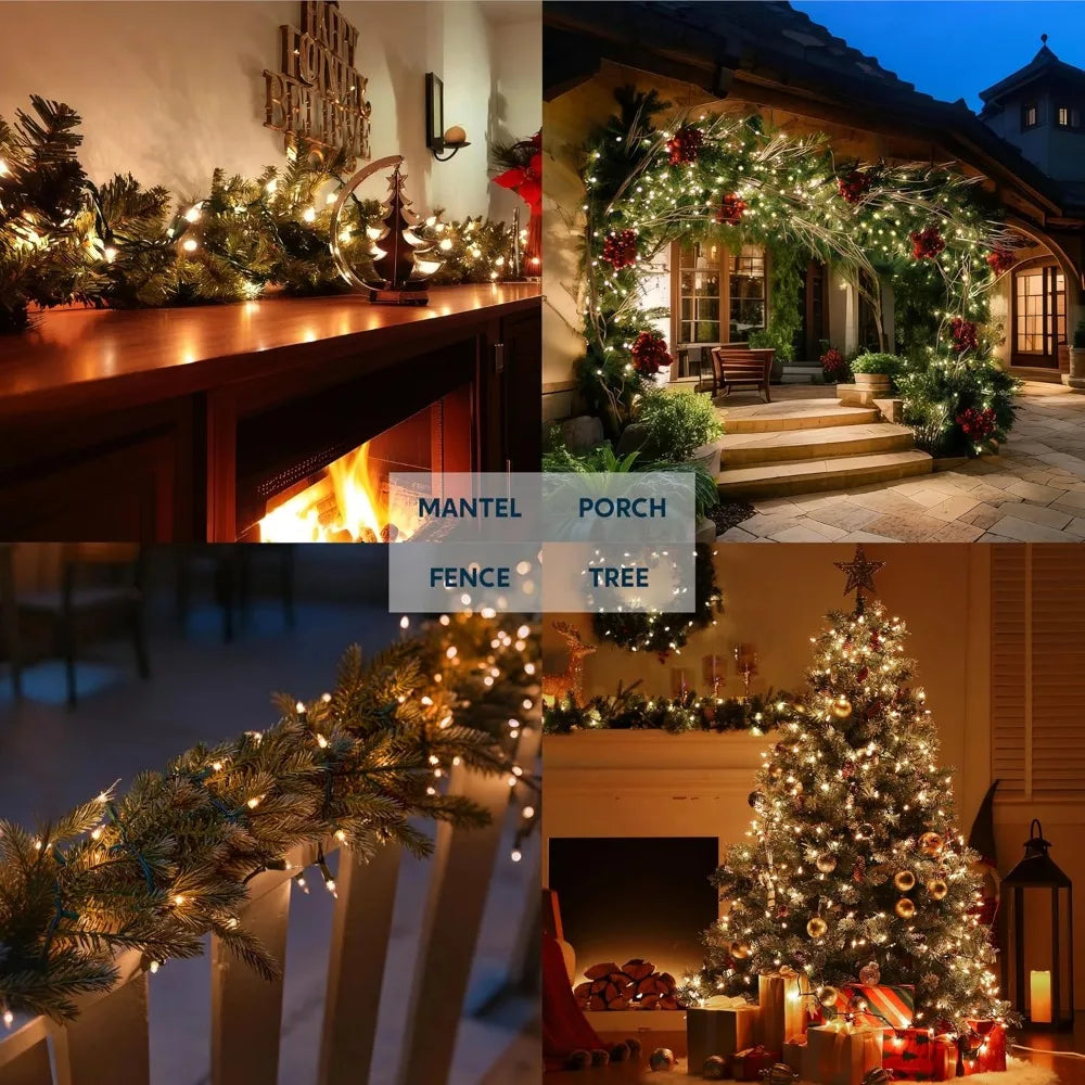 100-Count Clear Mini Christmas String Lights, Green Wire
