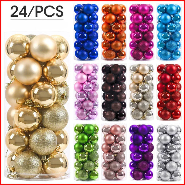 24 Pcs 2.36" Purple Christmas Ball Ornaments Set
