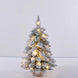 Mini Tabletop Christmas Tree with Lights, 18 in Snow Flocked with Wood Base