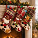 Christmas Stocking, 18 in Large Plaid Cuff Stocking with 3D Plush Reindeer, Fireplace and Mantel Decoration