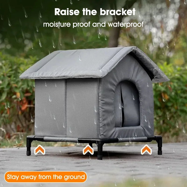Elevated Insulated Outdoor Cat House, Waterproof, Medium