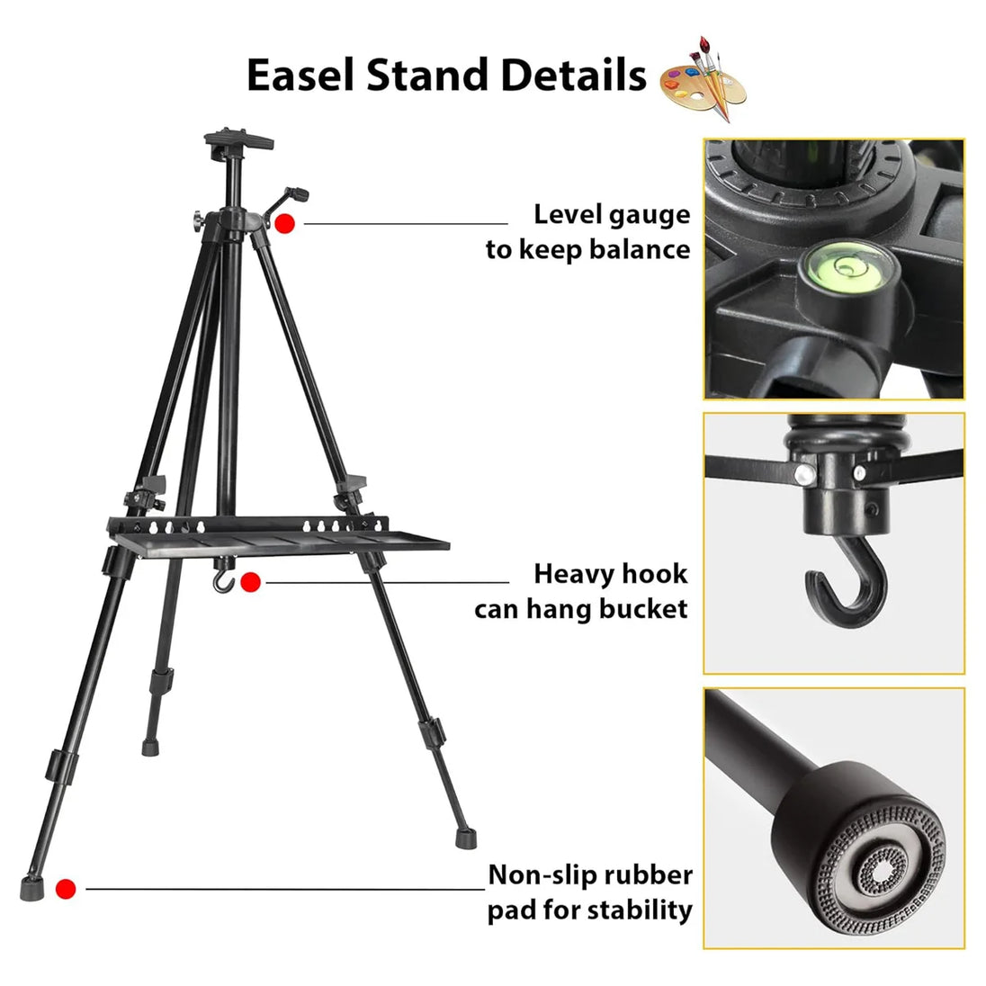 Portable Aluminum Painting Easel with Tripod Stand and Carry Bag, 50 to 126 cm