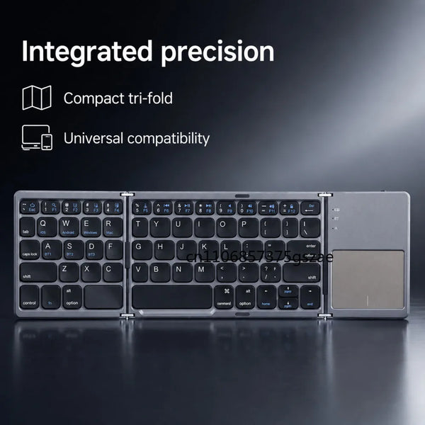 Tri-Fold Bluetooth Keyboard with Built-In Touchpad, Rechargeable