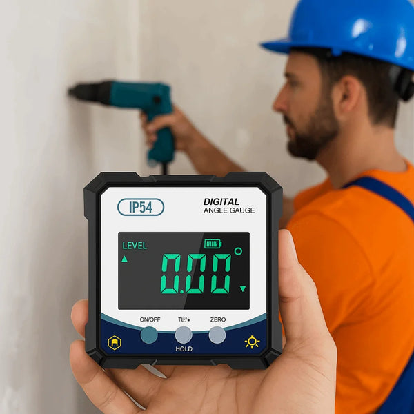 Magnetic Digital Angle Gauge Inclinometer, 4x90° with Backlit LCD