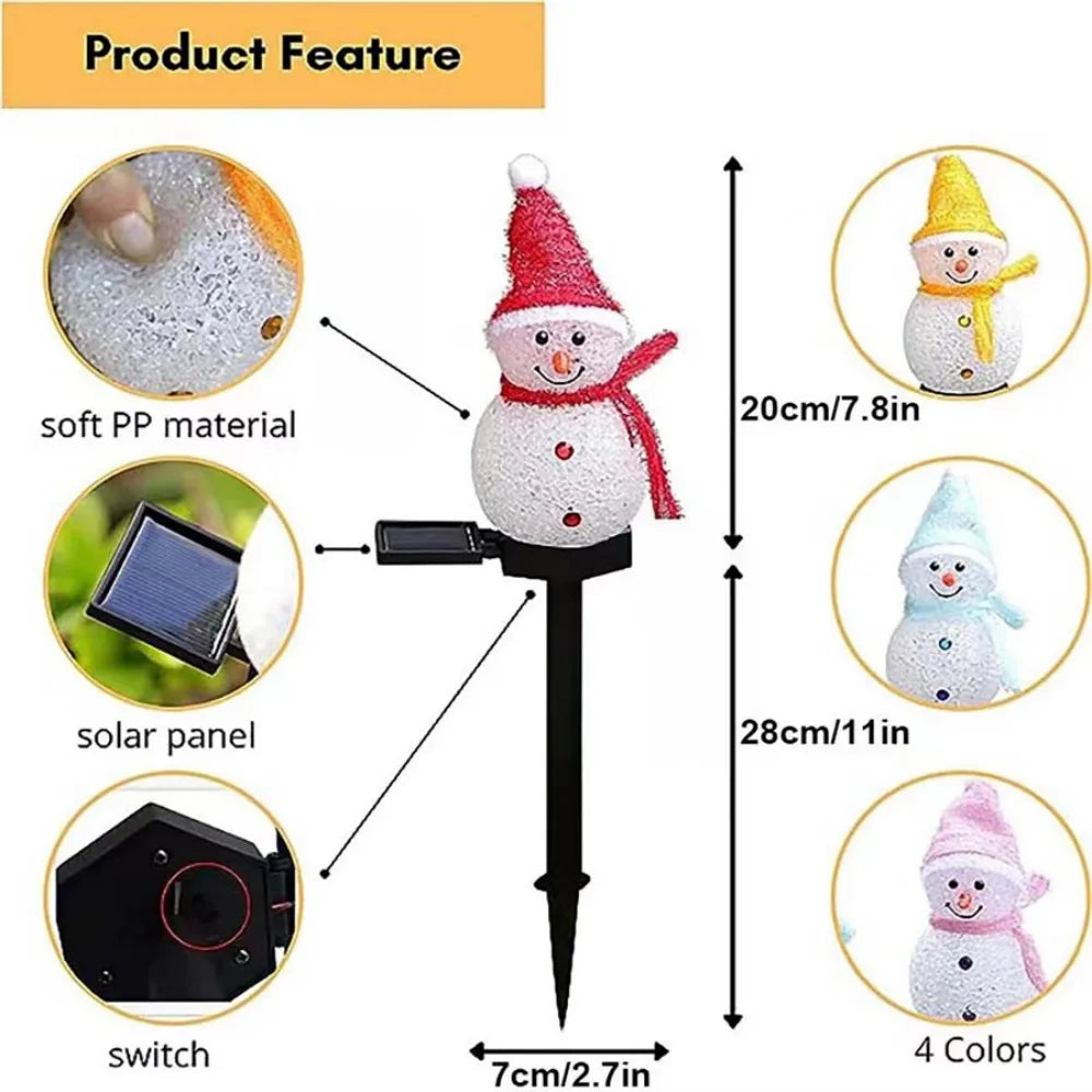 Solar Christmas Snowman Stake Light for Yard and Pathway, Red Hat