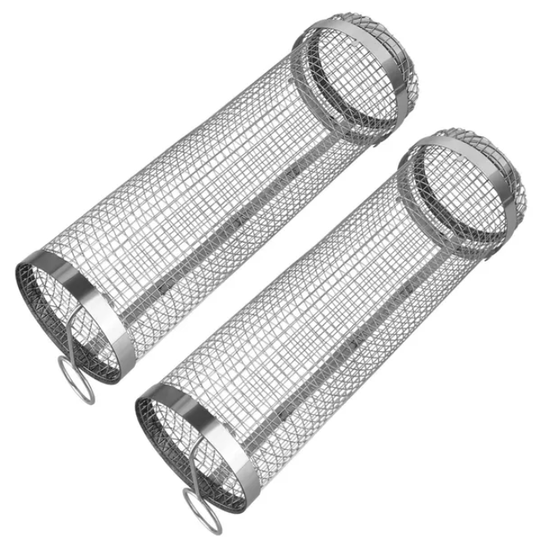 Rolling Grill Baskets for Kitchen and BBQ, Stainless Steel Mesh, 2-Pack